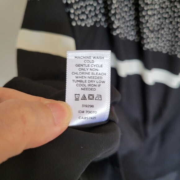 Loft Black White Polka Dot Floral Stripe Sleeveless Sheath Dress Size Medium - Picture 11 of 12